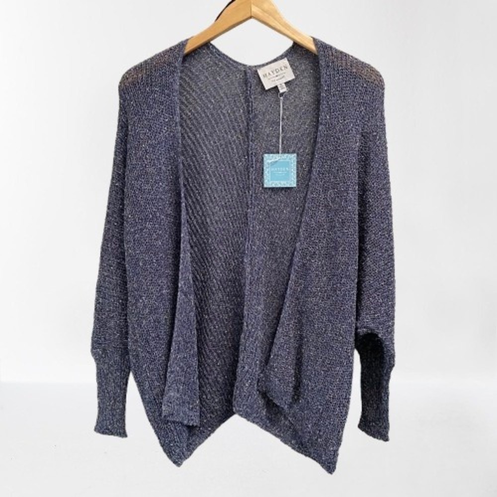 NEW Hayden Los Angeles Semi-Sheer Dolman Sleeve Cardigan Sweater Blue Medium - Picture 4 of 7